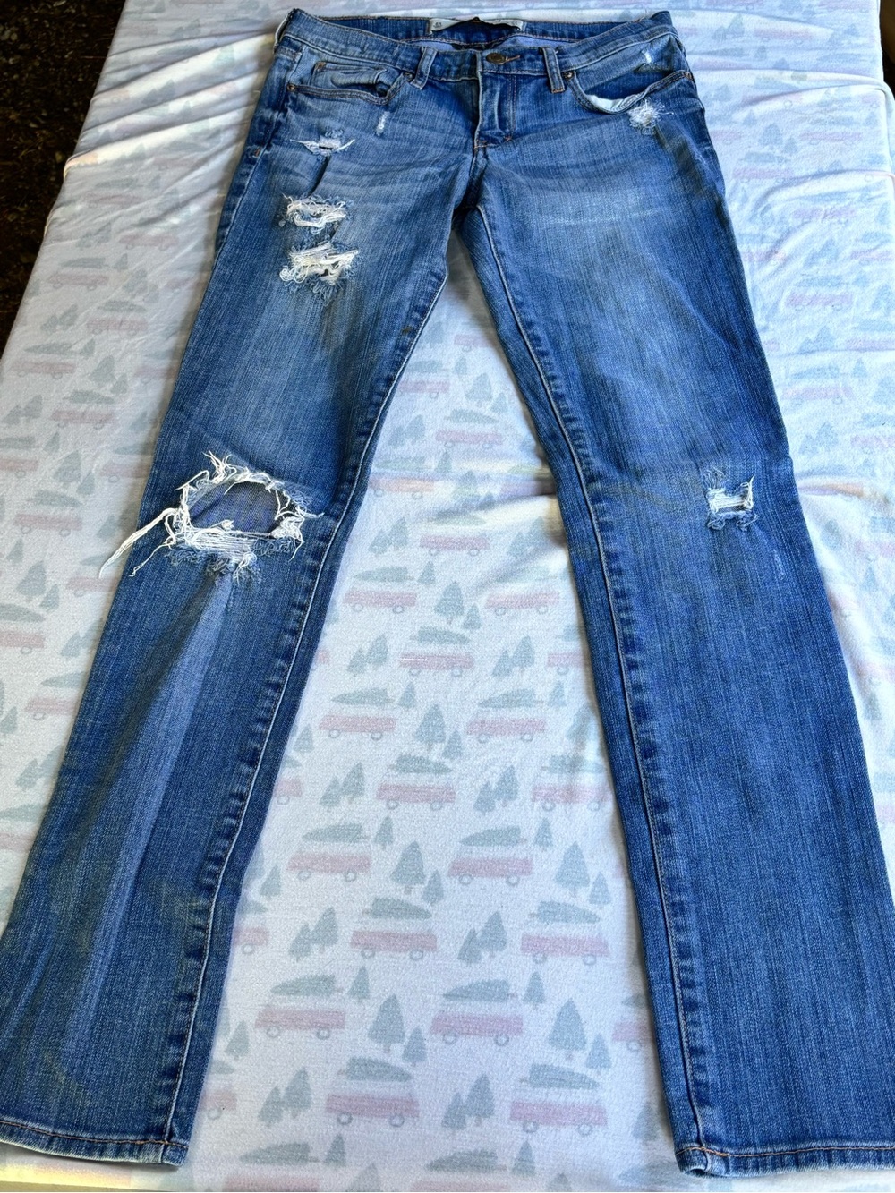 Abercrombie & Fitch Distressed Blue Skinny Jeans